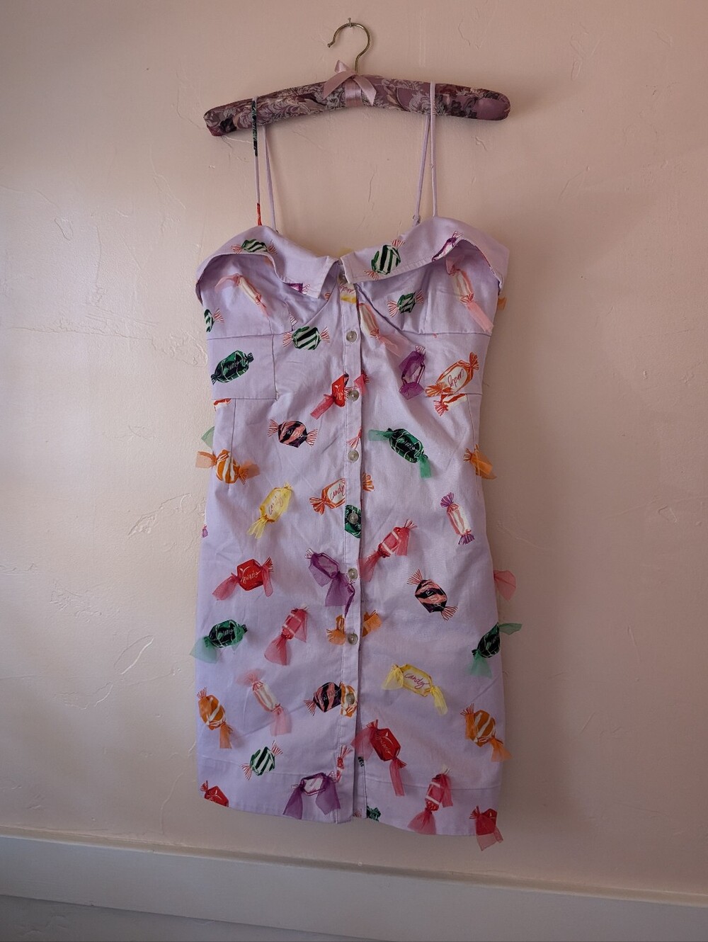 Maeve Lilac Candy-Print Mini Dress